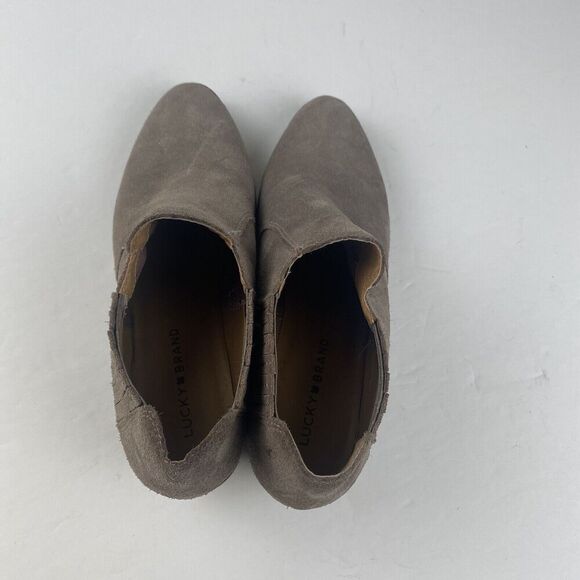 Lucky Brand Ankle Boot, Women's Folley Light Taupe Suede Leather Ankle Boot Sz 9 - Picture 4 of 16